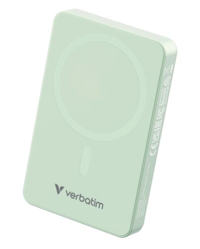 Verbatim Charge 'n' Go Essentials Magnetic Wireless Power Bank 10000 mAh Green