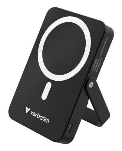 Verbatim Charge 'n' Go Magnetic Wireless Power Bank with stand - 10000 mAh Black