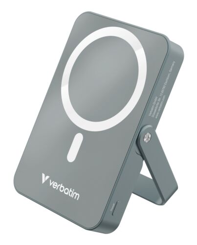 Verbatim Charge 'n' Go Magnetic Wireless Power Bank with stand - 10000 mAh Grey