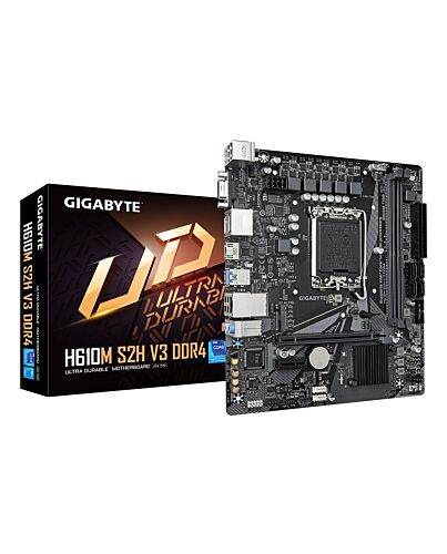 GIGABYTE H610M S2H V3 DDR4 Motherboard - Supports Intel Core 14th CPUs, 4+1+1 Hybrid Digital VRM, up to 3200MHz DDR4, 1xPCIe 3.0 M.2, GbE LAN , USB 3.2 Gen 1