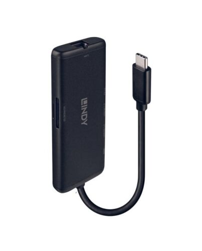 Lindy DST-Mini USB-C Laptop Mini Docking Station with 4K Support and 100W Pass-Through Charging