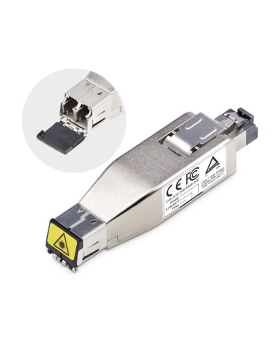 StarTech.com Gigabit Fiber to RJ45 Ethernet Media Converter Dongle, Optical Singlemode 10km/Multimode 800m, PoE Powered, Compact Design, Metal Housing, Micro Mini, TAA
