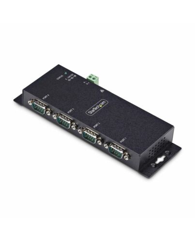StarTech.com 4-Port Serial to Ethernet Adapter, IP Serial Device Server For Remote RS232 Devices, Wall/DIN Rail Mountable, Metal Housing, RJ45 LAN to DB9 Serial Converter