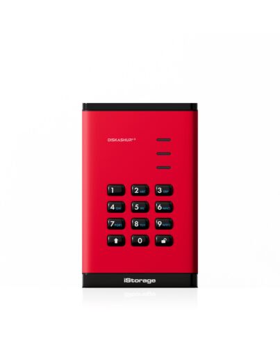 iStorage diskAshur³ HDD 2TB Red | Secure Portable Hard Drive | FIPS 140-3 Level 3 Complaint |Common Criteria EAL 5+ | PIN protected | AES-XTS 256-bit hardware encryption | GDPR, TAA Compliant | Dust/Water Resistant |