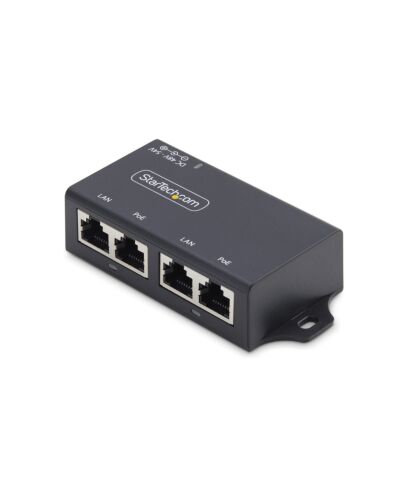 StarTech.com 2-Port Gigabit Midspan PoE+ Injector, 10/100/1000Mbps, PoE+ (802.3af/at), 30W, 1Gbps Ethernet, Wall Mountable, Unmanaged Inline Power Over Ethernet