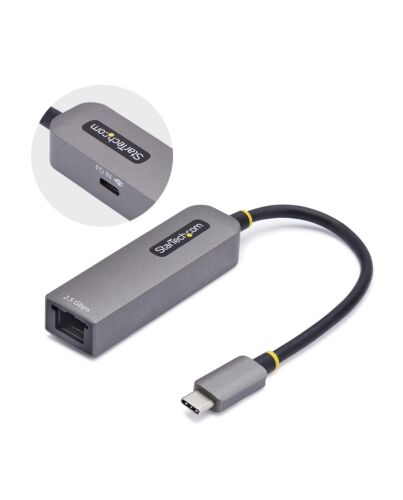 StarTech.com 2.5GbE USB-C to Ethernet Adapter, 100W PD Pass-Through, NBASE-T NIC, USB 3.0 Type-C 2.5/1G Multi Speed Network, Thunderbolt Compatible, Windows & Mac