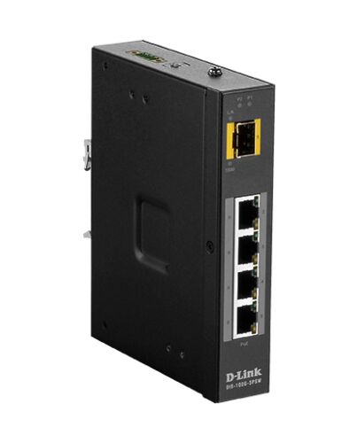 D-Link 5-Port Unmanaged Switch with 4 x 10/100/1000BaseT(X) ports (4 PoE) & 1 x 100/1000BaseSFP