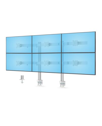 StarTech.com Six-Monitor Desk Mount with Crossbar, Up To 32-inch Computer Screens, Max 17.6lb (8kg) each, Dual Column, C-clamp/Grommet, Height Adjustable