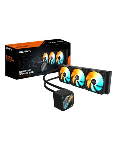 GIGABYTE GAMING 360 Liquid CPU Cooler- 3x120mm ARGB Fans, slide-in interlocking mechanism, DAISY-CHAIN, Intel LGA 1851 and AMD AM5 Compatible