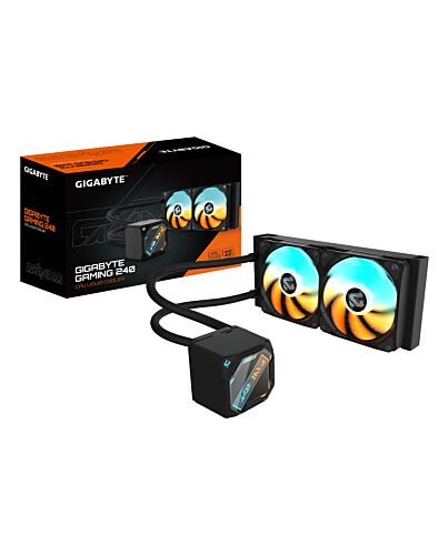 GIGABYTE GAMING 240 Liquid CPU Cooler- 2x120mm ARGB Fans, slide-in interlocking mechanism, DAISY-CHAIN, Intel LGA 1851 and AMD AM5 Compatible