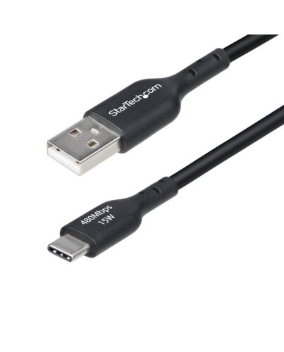 StarTech.com 1ft (30cm) USB-A to USB-C Charging Cable, Charge & Sync, 3A, USB 2.0, TPE Jacket - Black USB Charging Cord