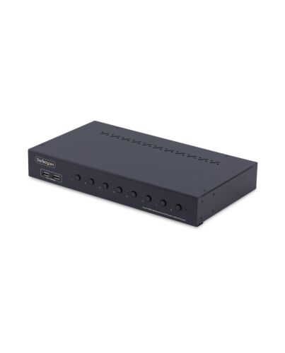 StarTech.com 8-Port HDMI KVM Switch with 1U Rack Mount Kit, 4K 60Hz HDMI 2.0, Push-Button & Hotkey Switching, 4-Port USB Hub, OS Independent, TAA Compliant
