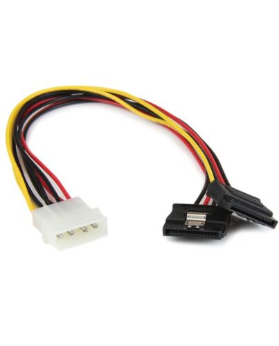 StarTech.com 12in LP4 to 2x Latching SATA Power Y Cable Splitter Adapter - 4 Pin LP4 to Dual SATA
