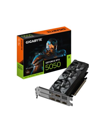 GIGABYTE GeForce RTX 5050 OC Low Profile 8G Graphics Card - 8GB GDDR6, 128bit, PCI-E 5.0, 2587MHz Core Clock, 2 x DP, 2 x HDMI, NVIDIA DLSS 4, GV-N5050OC-8GL