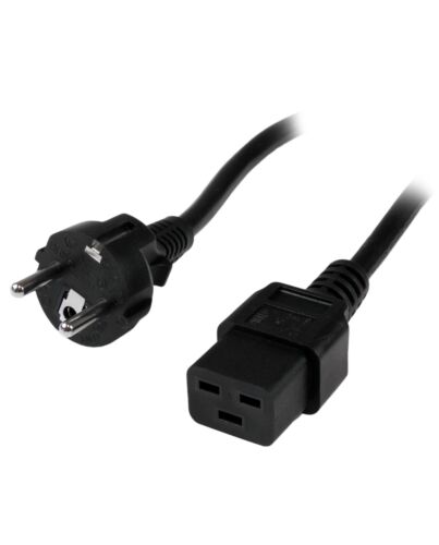 StarTech.com 2m (6ft) Computer Power Cord, 16AWG, EU Schuko to C19, 16A 250V, Black Replacement AC Power Cord, Printer Power Cord, PC Power Supply Cable, Monitor Power Cable - UL Listed