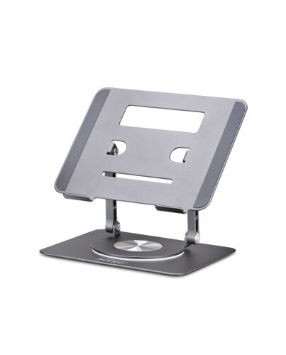 StarTech.com Rotating Laptop Stand, 360 Swivel, Ergonomic Desk Riser for Computer, Elevated Tray w/ Adjustable Tilt, Max 11lb/5kg, Aluminum Build, Portable Design