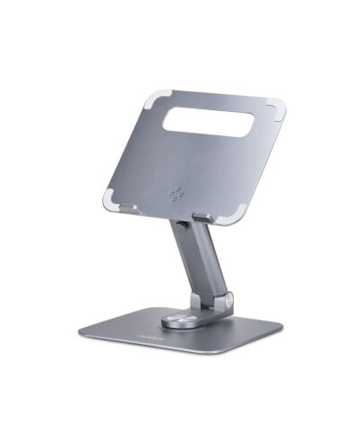 StarTech.com Telescopic Laptop Stand, 360 Swivel Base, Rotating Computer Riser for Desk, Adjustable Height and Tilt, Max 11lb/5kg, Aluminum Build, Portable Design