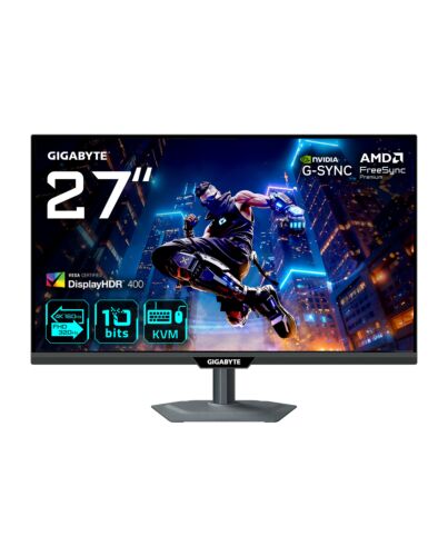 GIGABYTE M27UP 27” 4K UHD Gaming Monitor - Dual e (4K 160Hz or FHD 320Hz), 3840 x 2160, 1ms, 350 cd/m², FreeSync Premium, DisplayHDR400, HDMI 2.1, Displayport 1.4 M27UP-EK