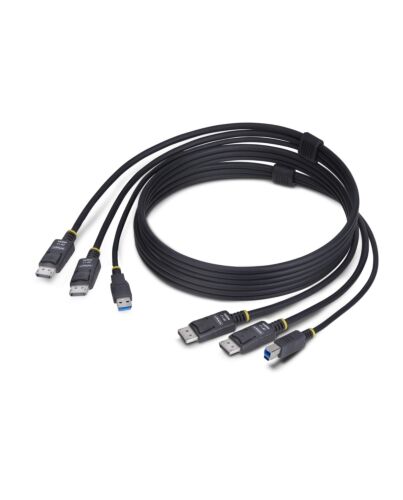 StarTech.com 6ft (1.8m) Dual-DisplayPort and USB 5Gbps KVM Cable, 4K 60Hz, Universally Compatible DP 1.2/USB 3.0 Combo Cable for Dual-Monitor KVM Switches