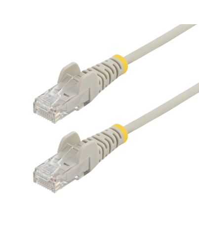 StarTech.com 15m Gray Slim CAT6 Ethernet Cable, Snagless, 100W PoE, UTP, LSZH, 28AWG Pure Bare Copper Wire, Slim RJ45 Network Patch Cord w/Strain Reliefs, Individually Tested N6PAT15MGRS
