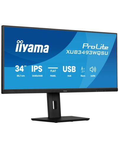 iiyama ProLite 34” IPS ultra-wide flat screen with PiP, PBP and height adjustable stand