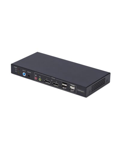 StarTech.com 2-Port Dual-Monitor DisplayPort KVM Switch with Dual View Video Matrix, 4K 60Hz, 4x USB Hub Ports, Hotkey Switching, DP 1.2 Matrix KVM, TAA Compliant