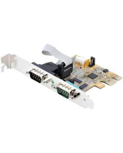 StarTech.com 2-Port PCI Express Serial Card, Dual Port PCIe to RS232 (DB9) Serial Card, 16C1050 UART, Standard or Low Profile Brackets, COM Retention, For Windows & Linux