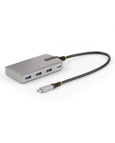 StarTech.com 4-Port USB-C Hub with USB-C DP Alt e Video Output 4K 60Hz - 3x USB-A, 1x USB Type-C, 100W Power Delivery Pass-Through, USB 3.2 10Gbps, 1ft/30cm Cable, Portable USB Hub HB31C3A1CDPPD3