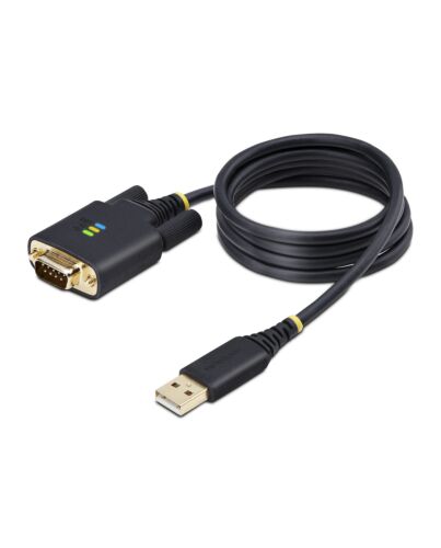 StarTech.com 3ft (1m) USB to Serial Adapter Cable, COM Retention, Interchangeable Screws/Nuts, USB-A to DB9 RS232, FTDI IC, ESD Protection, Windows/macOS/Linux 1P3FFCB-USB-SERIAL