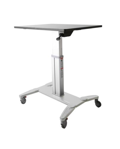 StarTech.com Mobile Standing Desk - Portable Sit Stand Ergonomic Height Adjustable Cart on Wheels - Rolling Computer/Laptop Workstation Table with Locking One-Touch Lift for Teacher/Student