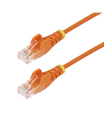 StarTech.com 25cm Orange Slim CAT6 Ethernet Cable, Snagless, 100W PoE, UTP, LSZH, 28AWG Pure Bare Copper Wire, Slim RJ45 Network Patch Cord w/Strain Reliefs, Individually Tested N6PAT25CMORS
