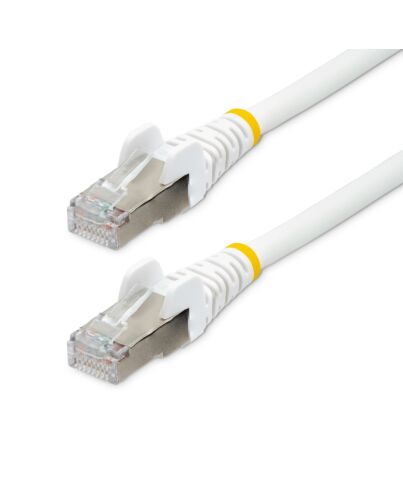 StarTech.com 2m CAT6a Ethernet Cable - White - Low Smoke Zero Halogen (LSZH) - 10GbE 500MHz 100W PoE++ Snagless RJ-45 w/Strain Reliefs S/FTP Network Patch Cord NLWH-2M-CAT6A-PATCH