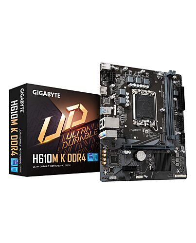 GIGABYTE H610M K DDR4 Motherboard - Supports Intel Core 14th Gen CPUs, 3+1+1 Phases Hybrid Power Design, up to 3200MHz DDR4, 1xPCIe 3.0 M.2, GbE LAN, USB 3.2 Gen 1 H610M K DDR4