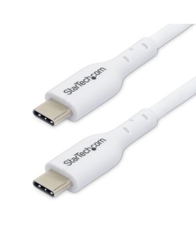 StarTech.com 2m (6.6ft) White USB-C Charging Cable 2-Pack, USB C Cable, USB 2.0 Type-C Laptop Charger Cord, 60W 3A Power Delivery, TPE Jacket, USB-C Data Transfer Cable, M/M USB2CC2MNCWHE2PK