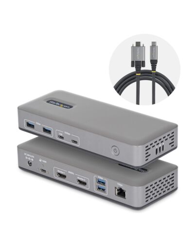 StarTech.com Dual-Monitor USB-C Docking Station, HDMI, 4K 60Hz, 100W Laptop Charging, 1GbE, Driverless, Multi-Monitor Dock For Windows 196UE-USBC-DOCK