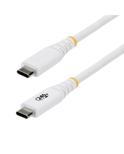 StarTech.com 2m (6ft) USB-C Charging Cable, Durable and Ultra-Flexible, 240W (5A) PD EPR, USB 2.0 Laptop Charger Cable, USB-IF , Rugged USB-C Charging Cord - White S2CEPR2MW-USB-CABLE