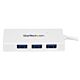 StarTech.com Portable 4 Port SuperSpeed Mini USB 3.0 Hub - White~Portable 4 Port SuperSpeed Mini USB 3.0 Hub - 5Gbps - White