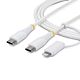 StarTech.com 2m (6ft) 2-in-1 Rugged USB-C Charging Cable with Lightning Adapter, 30W/60W (3A), Apple MFi , Braided USB C Charger Cord for iPhone/iPad/Android