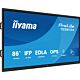 iiyama TE8615A-B2AG Signage Display Kiosk design 2.17 m (85.6") Wi-Fi 550 cd/m² 4K Ultra HD Black Touchscreen Built-in processor Android 24/7