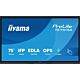 iiyama TE7515A-B2AG Signage Display Kiosk design 190.5 cm (75") Wi-Fi 550 cd/m² 4K Ultra HD Black Touchscreen Built-in processor Android 24/7