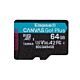 Kingston Technology 64GB microSDXC Canvas Go Plus Gen4 200MB/s A2 U3 V30 Card + Adapter