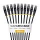 StarTech.com 25cm Black Slim CAT6 Cable, 10 Pack, Snagless, 100W PoE, UTP, LSZH, 28AWG Pure Bare Copper Wire, Slim RJ45 Network Patch Cord w/Strain Reliefs, Individually Tested