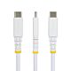 StarTech.com 2m (6.6ft) USB-A to USB-C Fast Charging Cable, 15W 3A, Dual-Layer Braided Nylon/TPE Jacket, Durable USB-A to Type C Charger Cord, White USB A to USB C Cable