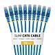 StarTech.com 50cm Blue Slim CAT6 Cable, 10 Pack, Snagless, 100W PoE, UTP, LSZH, 28AWG Pure Bare Copper Wire, Slim RJ45 Network Patch Cord w/Strain Reliefs, Individually Tested