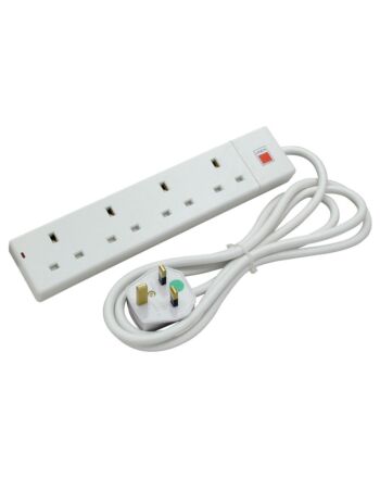 Lindy 5m 4-Way UK Mains Power Extension, White