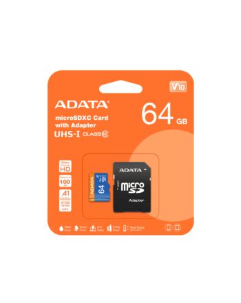 ADATA 64GB, microSDHC, Class 10 UHS-I