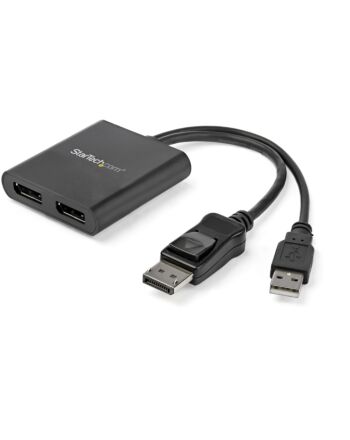 StarTech.com 2-Port Multi Monitor Adapter - DisplayPort 1.2 MST Hub - Dual 4K 30Hz or 1080p - USB Bus Powered - Video Splitter for Extended Desktop Mode on Windows PCs Only - DP to 2x DP