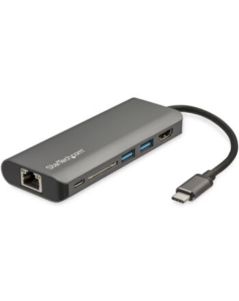 StarTech.com USB C Multiport Adapter - USB-C Travel Dock to 4K HDMI, 3x USB 3.0 Hub, SD/SDHC, GbE, 60W PD 3.0 Pass-Through - USB Type-C/Thunderbolt 3 - Replaces DKT30CSDHPD