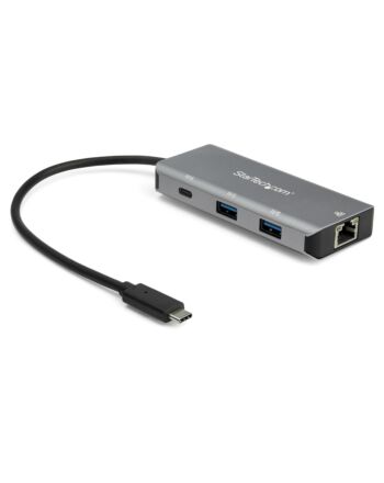 StarTech.com 3 Port USB C Hub with Gigabit Ethernet RJ45 GbE Port - 2x USB-A, 1x USB-C - SuperSpeed 10Gbps USB 3.1/3.2 Gen 2 Type C Hub Adapter - USB Bus Powered - Aluminum - Works w/TB3~3 Port USB C Hub with Gigabit Ethernet RJ45 GbE Port - 2x USB-A, 1x