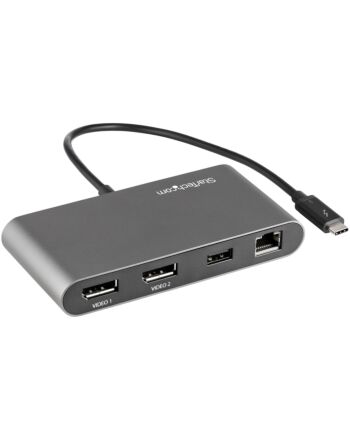 StarTech.com Thunderbolt 3 Mini Dock - Portable Dual Monitor Docking Station with DP 4K 60Hz, 1x USB-A Hub (USB 3.0/5 Gbps), GbE - 11in/28cm Cable - TB3 Multiport Adapter - Mac/Windows